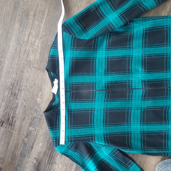 Vintage Alia Plaid Jacket Blazer Green Black Padded Shoulders Made in Canada - Picture 7 of 10